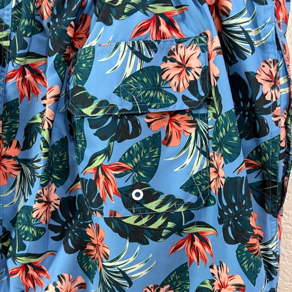 St.John’s Bay, size 2XLT,Floral Blue Men's Swim Shorts - Picture 5 of 17